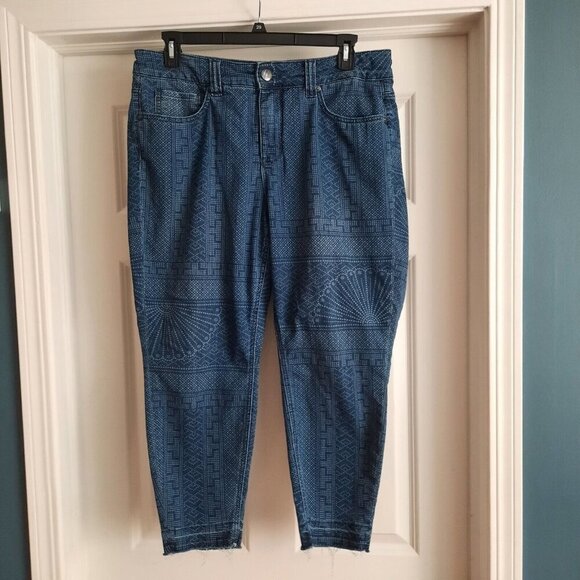 Seven7 Melissa‎ McCarthy Jeans Womens 14W Pencil Skinny Aztec Southwest Boho - Picture 1 of 14